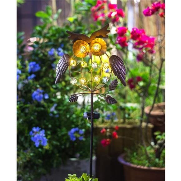 Owl Garden Solar Lights Outdoor, Solar Powered Stake Lights Great Gifts - Metal - Picture 5 of 6